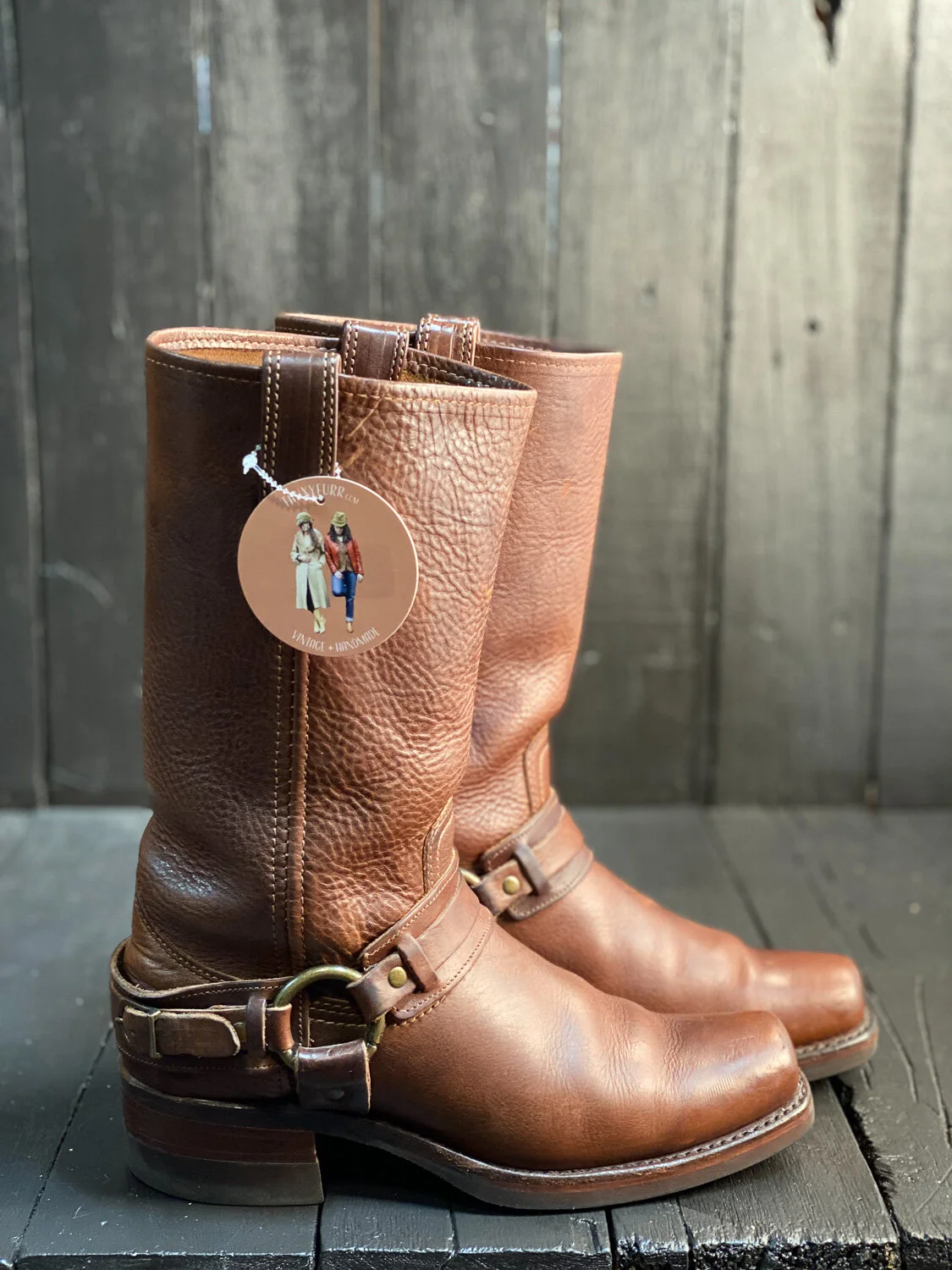 Womens US 10 Frye Harness Boots FauxyFurr Vintage Handmade